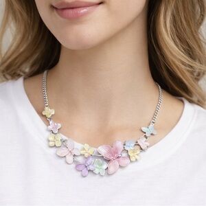 Pastel Coloured Butterfly Enamelled Necklace - Women Jewelry
